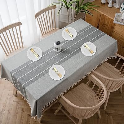 Cotton tablecloth 140 x 180 cm, for 4 to 6 people, waterproof and washable in linen (gray).. Shopping made simple with DIAYTAR NIGERIA's vast selection and budget-friendly nationwide delivery.