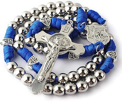Large rosary in robust and durable paracorde for men of 10 mm in stainless steel with centerpiece in the cross of Saint Michael and Saint Benoît, stainless steel, cross.. Experience retail convenience with DIAYTAR NIGERIA's comprehensive platform and 5-8 day nationwide shipping.
