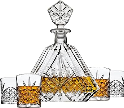 Jafest whiskey carafe with 4 vintage whiskey glasses to drink scotch or wine.. DIAYTAR NIGERIA: Making online retail accessible to all with affordable nationwide shipping.