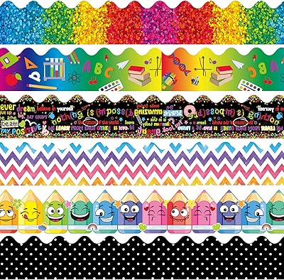 84 pieces 83 feet arc-en-ciel scorching edges edges of colored adhesive adhesive table decoration Display for school black board, 6 models (cute design).. Shop confidently on DIAYTAR Nigeria — everything you need, delivered quickly.