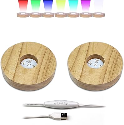 Omylens 2 pieces 4 '' Wooden base with 5 LEDs, 10 color modes, constant color, for display of 3D crystal glass statue, artistic decoration, speed or luminosity adjustable.. Spend less, get more — that’s the DIAYTAR Nigeria promise.