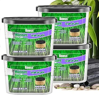 Arnis batch of 4 bins absorbing humidity with bamboo coal, domestic dehumidifier, anti-musisure, fragrance-free, for bathroom, wardrobe, kitchen, lot of 4 (600 ml each).. Discover a world of choices with DIAYTAR NIGERIA's extensive marketplace and prompt shipping service.
