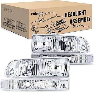 NYLLIGHT Set of headlights for 1998 1999 2000 2001 2002 2003 2004 2005 Chevy Blazer 1998-2004 Chevrolet S10 Pickup of replacement of lighthouses of lighthouses.. DIAYTAR NIGERIA: Your trusted e-commerce partner with extensive product choices and affordable delivery.