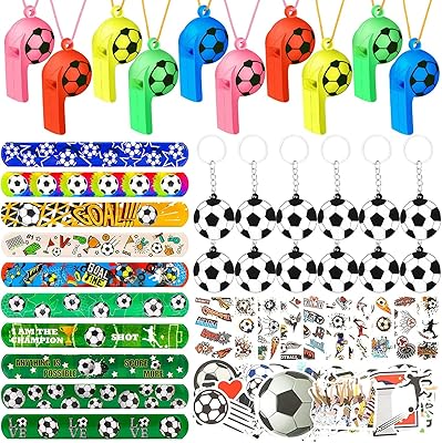 96 pieces set of football party gifts, football bracelet, keychain, football tattoo toy, football whistle, sports party gifts for children boys.. DIAYTAR NIGERIA puts thousands of products at your fingertips with affordable prices and delivery within a week.