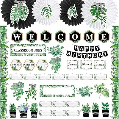 KOSIZ 221 Parts of classroom decorations, set of display table decorations included, welcome banner in class, happy birthday board, job poster in class for primary and secondary school class decorations (bohemian plant).. Quick delivery. Quality products. Great deals. That’s DIAYTAR Nigeria.