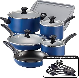 Farberware non-stick kitchen battery going in the dishwasher, 15 pieces, blue, none.. Experience the ease of one-stop shopping with DIAYTAR NIGERIA's diverse catalog and nationwide delivery.