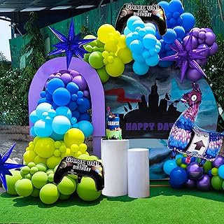 Garland kit of purple and blue chrome balloons for birthday party decorations on the Fortnite theme, 140 Liyama Green and Black Liyama Balls, Evening supplies for players.. From kitchen tools to phones — DIAYTAR Nigeria ships it all in a week.