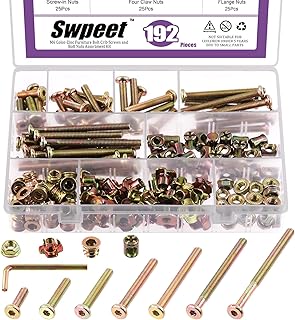 Swpeet 192 pieces M6 × 20/30/40/50/60/70/80mm Zinc Color Head with Hexagonal Head Cradle Baby Baby and threaded nuts with bridle nuts and T -tetting nuts with Allen key.. Quick delivery. Quality products. Great deals. That’s DIAYTAR Nigeria.