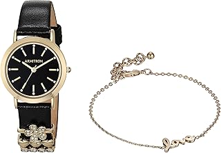 Armitron watch set for women with leather bracelet and Swarovski crystals.. More than a store — DIAYTAR Nigeria is your shopping partner.