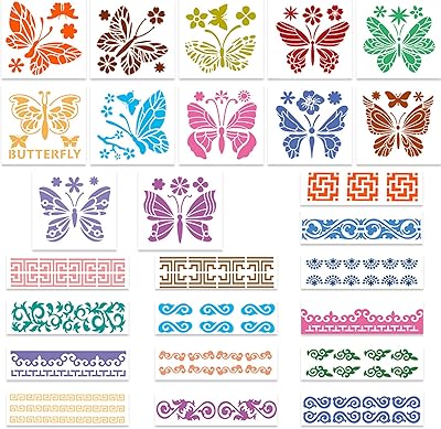 Occupor Paint Paint Stencils, 26 Pieces Wall Paint Motif Mixed Butterfly Models Reusable Hollow Cloud Stencil Plastic for DIY Art Scrapbooking Painting.. DIAYTAR NIGERIA: Where quality meets accessibility with affordable prices and prompt shipping.