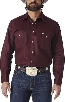 Midwest work shirt with long sleeve wrangler for men with cuffs with wrists and wide hem.. DIAYTAR NIGERIA: Your affordable marketplace with reliable 5-8 day shipping across Nigeria.