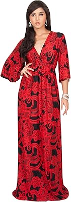 Ku Long long summer dress with long sleeves and V -neck.. DIAYTAR NIGERIA: Revolutionizing accessibility to quality products at budget-friendly prices across Nigeria.