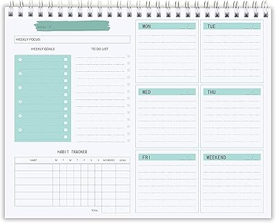 Kaisen spiral weekly planning notebook 9.5 x 7.8 inches (green).. Affordable online shopping is just a click away with DIAYTAR Nigeria.