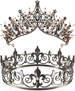 Two golden tiaras for men and women, crown of Queen Baroque, metal king, princess tiara, crystal crown, rhinestone strip, feast of graduation.. DIAYTAR NIGERIA makes quality accessible with our extensive catalog and competitive delivery rates.