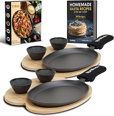 Set of Fajita Tortlada 10 inch cast iron stoves for Fajitas - including a wooden service tray + 2 ceramic soaking bowls (lot of 2).. Fast, easy, and affordable — that’s shopping the DIAYTAR Nigeria way.