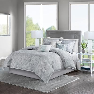 Madison Park EMORY Modern Bed Bed set all seasons in hot cotton with decorative pillowcases, Queen (90 "x 90", gray 7 pieces.. Shop smart, shop DIAYTAR — Nigeria’s trusted e-commerce site.