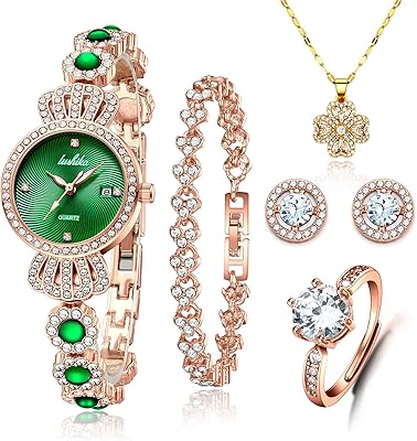 Brilliant watch for woman gift box with bracelet ring and curls collar and curls.. DIAYTAR NIGERIA: Where affordability meets reliability with thousands of products delivered promptly.