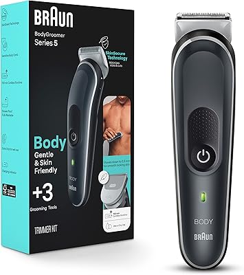 Braun Body Groomer 5 for Men, BG5340, Modeling tool, Skinshield technology, sensitive comb, sharp metal blade for life, body mower for men, gray/white.. Your digital shopping destination, DIAYTAR NIGERIA combines variety with affordability and quick delivery.