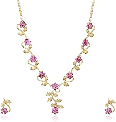 A set of traditional jewelry made up of a collar and earrings in gold -plated ruby ​​for women from Estelle, adjustable, in metal.. DIAYTAR NIGERIA transforms dreams into deliveries with our affordable prices and reliable shipping.
