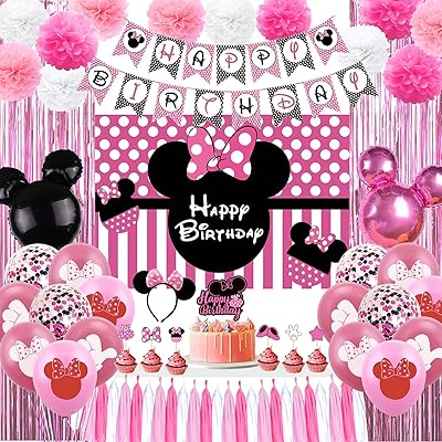 Minnie Mouse birthday party supplies include a banner, backdrop, cake decoration, balloons, fringes, headband, paper pompoms and curtains for 1st, 2nd and 3rd anniversary girls.. Every order, every item — DIAYTAR Nigeria delivers fast and reliably.