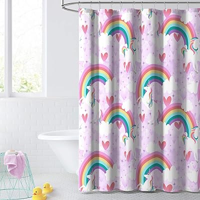 Children's shower curtain Dream Factory for bathroom, 72 l x 72 l, purple rainbow unicorn.. Shop with purpose at DIAYTAR NIGERIA and receive products at unbeatable prices within the week.