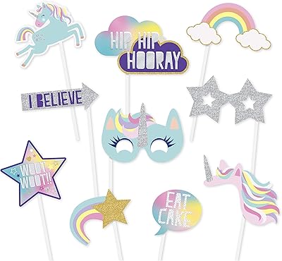 Unique Party 72509 Set of 10 -piece unicorn party photography accessories.. DIAYTAR NIGERIA: Simplifying access to thousands of products with affordable nationwide shipping.