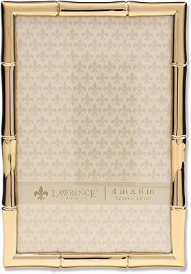 Photo frame in gold metal Lawrence Frames with bamboo pattern, 4x6 size.. DIAYTAR NIGERIA: Your trusted marketplace that combines variety, affordability and reliable shipping.