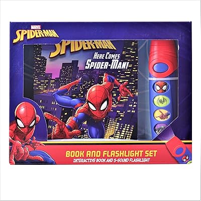Marvel Spider-Man: Here is Spider-Man! Book and flashlight set with 5 sounds: Book set and flashlight.. DIAYTAR NIGERIA makes every purchase count with our affordable prices and reliable 5-8 day shipping.