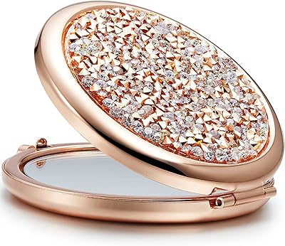 Compact mini makeup mirror magnifying travel mirror 1x 2x metal round.. More than a store — DIAYTAR Nigeria is your shopping partner.