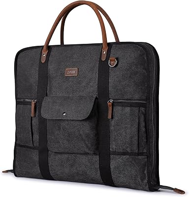S-Zone portable clothing bag for travel and work, in canvas and leather for men, black, large, portable, travel, unique.. DIAYTAR NIGERIA: Your one-stop e-commerce destination with affordable prices and nationwide delivery in 5-8 days.