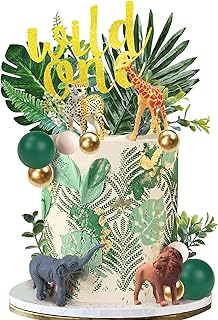 27 pieces of cake decorations on the theme of Safari Wild One animals, jungle animal toys, cake decoration for prenatal celebration, safari and vacation party (Wild One).. DIAYTAR NIGERIA: Where every purchase is affordable and delivery is always within a week.