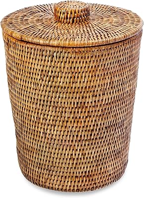 Kobo Round bamboo bin with plastic cover and filling, chicks woven with 2 gallons for bathrooms, kitchen, desk, living room, interior decoration, brown hazelnuts.. DIAYTAR NIGERIA: Redefining e-commerce with affordable prices and reliable nationwide shipping.