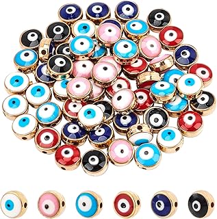 In pearls 60 pieces of acrylic pearls against the evil 8 mm eye, round charms and gold plated plated against the evil eye for the manufacture of jewelry to tinker yourself, 6 matching colors.. DIAYTAR NIGERIA delivers more than expected with our extensive catalog and 5-8 day delivery service.