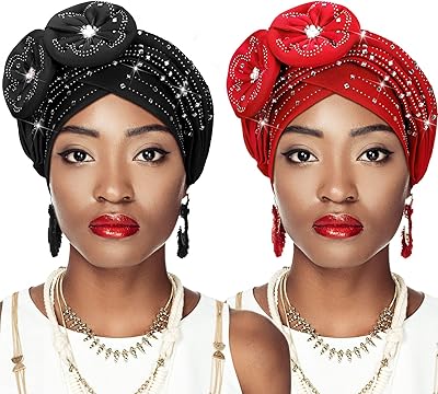 2 pieces women African banner turban hats for black turbans rhinestones.. Discover endless possibilities with DIAYTAR NIGERIA's extensive product range and affordable shipping.