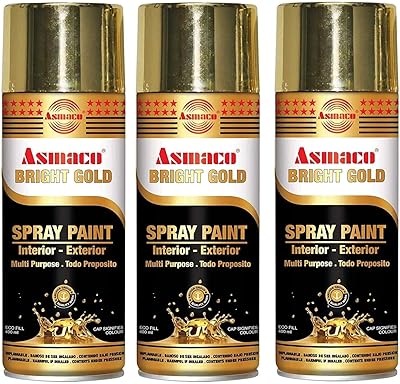 Aerosol paint asmaco glitter Gold 400 ml ecological, package of 3, interior and exterior multi-use acrylic paint with quick drying.. Be part of Nigeria’s most trusted online shopping experience — DIAYTAR Nigeria.