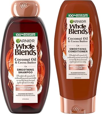Garnier Whole Blends Shampoo and smoothing revitalizing, extracts of coconut oil and cocoa butter, for curly hair, 22 fl oz, 1 set (the packaging can vary).. DIAYTAR Nigeria brings you closer to everything you need — fast delivery, low costs, and variety.