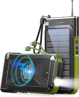 Solar energy bank with FM radio, Integrated solar charger cables 26,800 mAh, external battery, 3-ASB-C wireless load (input/output), quick load lamp for iPhone Samsung and external emergency charger.. Enjoy the simplicity of shopping with DIAYTAR NIGERIA, offering vast choices delivered in just 5-8 days.