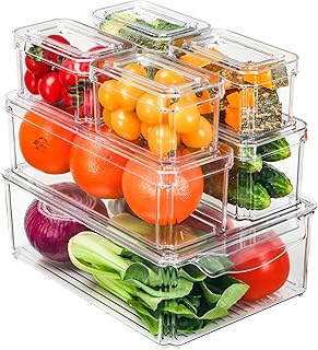 Refrigerator organizer, package of 7 stacking storage bins for fridge with lid, transparent containers, storage of BPA -free plastic food for food, drinks, fruits and vegetables.. Shop without boundaries at DIAYTAR NIGERIA, offering affordable products with convenient delivery times.