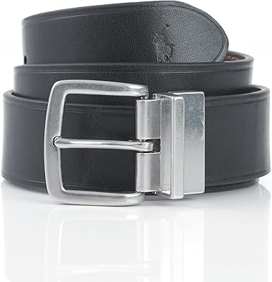 Reversible relaxed belt in Polo Ralph Lauren leather for men, black/brown.. DIAYTAR NIGERIA redefines convenience with our vast product selection and swift nationwide delivery.