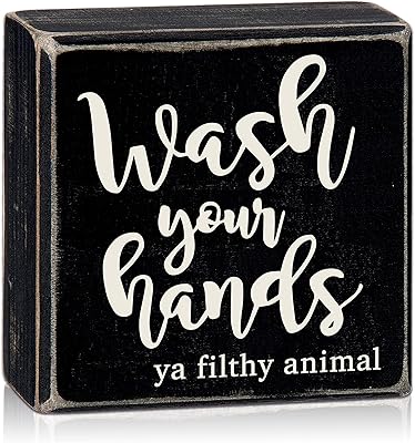 Mayvenued fun artistic decoration panel, wash your hands, rustic bathroom decor, firm style, modern square wall decorations in black wood, 7 x 7 inches.. Why waste time in traffic when you can shop online at DIAYTAR Nigeria? Enjoy convenience, unbeatable prices, and prompt delivery anywhere in Nigeria.