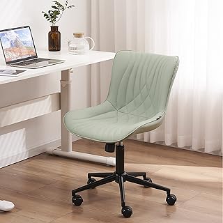 Ergonomic desktop office chair Utast with adjustable wheels, modern swivel vanity chairs, computer rocking chair with light green backrest.. Experience hassle-free shopping with DIAYTAR NIGERIA's user-friendly platform and prompt delivery service.