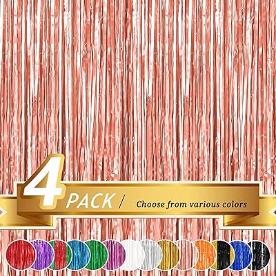 Propcycle Rideau with fringes for young girls funeral, pack of 4 background canvases in pink gold leaf for birthday and birthday party decorations, 3 feet x 6 feet.. DIAYTAR NIGERIA redefines convenience with our vast product selection and swift nationwide delivery.