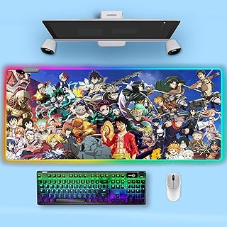 RGB anime mouse mat - Large computer mouse mat with LED lighting edges and non -slip rubber base | Kimetsu no yaiba mouse mat 11.8 x 31.5 inches.. DIAYTAR NIGERIA: Connecting every Nigerian with quality products at prices everyone can afford.