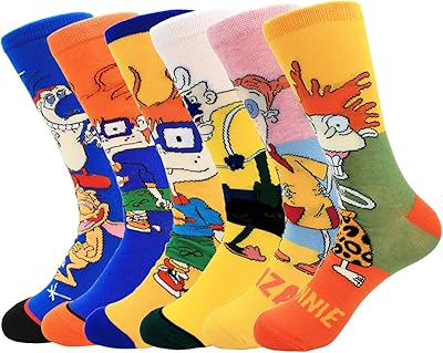 Funny cartoon socks for men and women unisex Eliza Donnie Funky Fantaisie Colorful Cute Dress Crew 6 pairs, Multicolor, One Size.. Explore a world of choices with DIAYTAR NIGERIA's vast catalog and budget-friendly nationwide shipping.