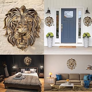 Large Lion Head Mural Art, 2023 Golden Lion Head Lion Resin Sculpture Lion Head Decoration Adapted for Gift.. DIAYTAR NIGERIA: Where every purchase is affordable and delivery is always within a week.