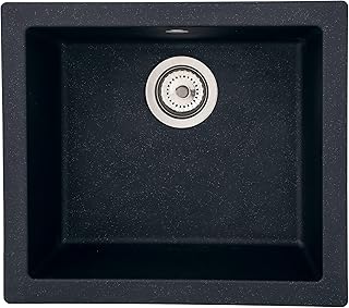 Built -in kitchen sink in granite respected mineralite, 50 x 44 cm, black.. DIAYTAR NIGERIA: Where value shopping meets reliable 5-8 day delivery across the nation.