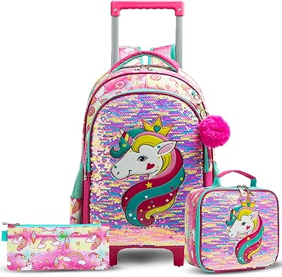 Easy Kids - Lot of 3 trolley 16 inch school bags and pencil bag with unicorn pattern - Rose.. Shop local, shop fast — DIAYTAR Nigeria delivers across the country.