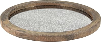 Stonebiar natural wooden round service tray with ancient mirror, rustic butler tray, unique centerpie for your dining table or any table.. DIAYTAR NIGERIA: Your affordable shopping destination with thousands of products delivered in days.