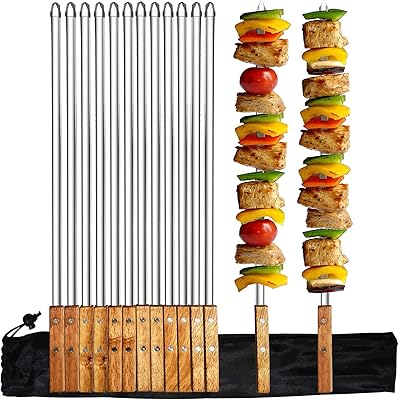 Package of 12 Kebab Focop skewers, reusable barbecue sticks in 22 -inch stainless steel with wooden handle, perfect for Kubideh Brazilian chicken, Turkish shrimp, Shish Kebab.. Shop across boundaries with DIAYTAR NIGERIA's comprehensive catalog delivered nationwide at budget rates.