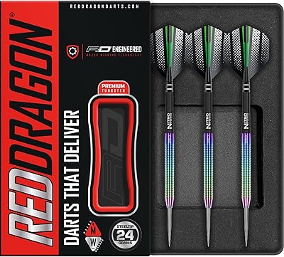 Professional steel darts in tungsten of the Red Dragon Razor Edge series with fins and stems.. DIAYTAR NIGERIA: Bridging the gap between consumers and quality products with affordable nationwide shipping.